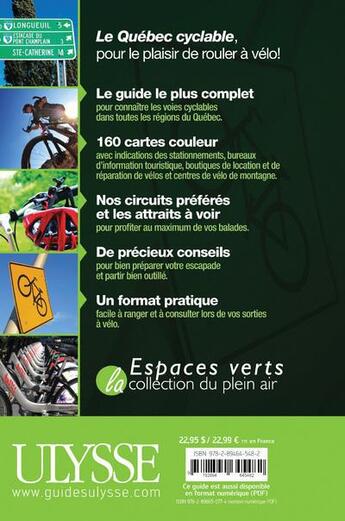 Couverture du livre « Le Québec cyclable ; guide des pistes cyclables » de  aux éditions Ulysse