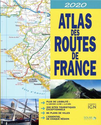 Couverture du livre « Atlas des routes de France (édition 2020) » de  aux éditions Solar