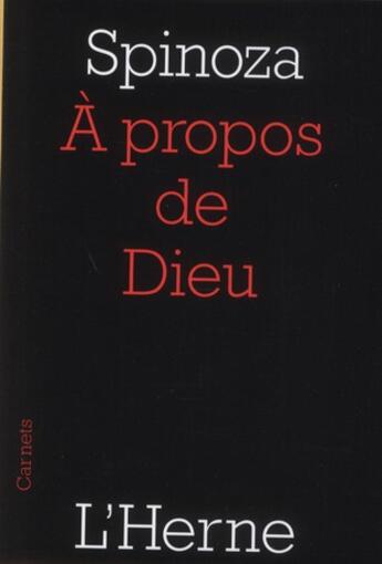 Couverture du livre « A propos de dieu » de Baruch Spinoza aux éditions L'herne