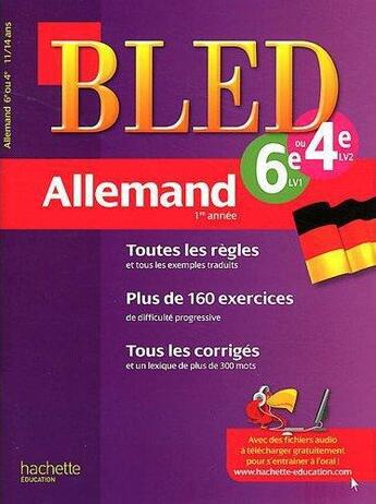 Couverture du livre « CAHIERS BLED ; allemand ; 1ère année » de M.C Despas aux éditions Hachette Education