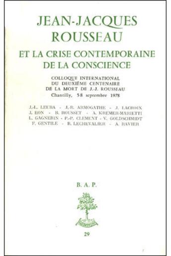 Couverture du livre « Jean-jacques rousseau et la crise contemporaine » de Henri Gouhier aux éditions Beauchesne