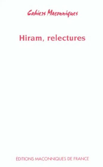 Couverture du livre « Hiram, relectures » de  aux éditions Edimaf