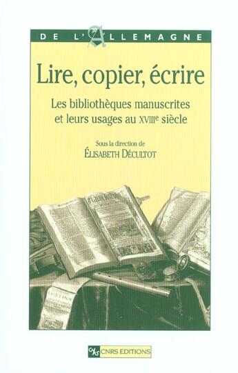 Couverture du livre « Lire, copier, ecrire » de  aux éditions Cnrs