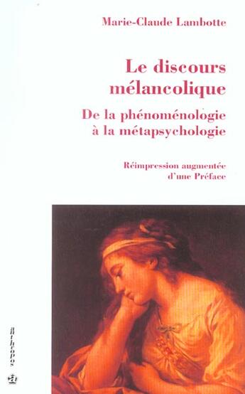 Couverture du livre « DISCOURS MELANCOLIQUE (LE) » de Lambotte/Marie-Claud aux éditions Economica