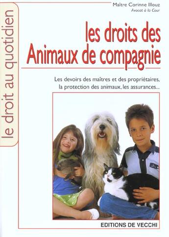Couverture du livre « Les droit des animaux de compagnie » de Corinne Illouz aux éditions De Vecchi