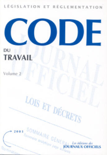 Couverture du livre « Code du travail t.1 et t.2 » de  aux éditions Documentation Francaise