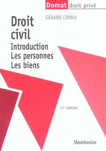 Couverture du livre « Droit civil 1 introduction personnes biens (11e édition) » de Gerard Cornu aux éditions Lgdj