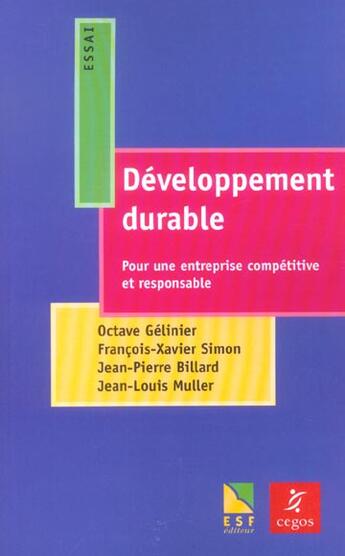 Couverture du livre « Le developpement durable ned » de Gelinier/Simon aux éditions Esf