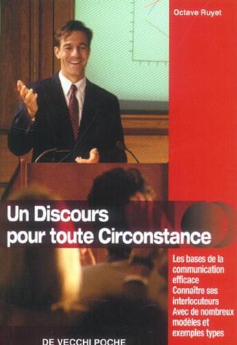 Couverture du livre « Un discours pour toute circonstance » de Octave Ruyet aux éditions De Vecchi