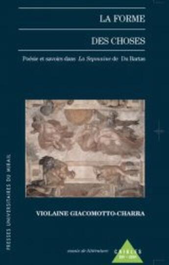 Couverture du livre « La forme des choses » de Giacomotto Char aux éditions Pu Du Midi