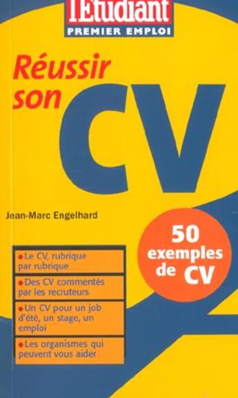 Couverture du livre « Reussir son cv ; edition 2002 » de Jean-Marc Engelhard aux éditions L'etudiant