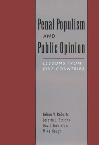 Couverture du livre « Penal Populism and Public Opinion: Lessons from Five Countries » de Hough Mike aux éditions Oxford University Press Usa