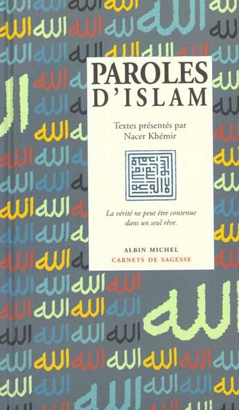 Couverture du livre « Paroles d'islam » de Nacer Khemir aux éditions Albin Michel