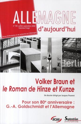 Couverture du livre « Volker Braun et le roman de Hinze et Kunze » de Auteurs Divers aux éditions Pu Du Septentrion