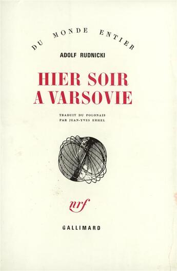 Couverture du livre « Hier soir a varsovie » de Adolf Rudnicki aux éditions Gallimard