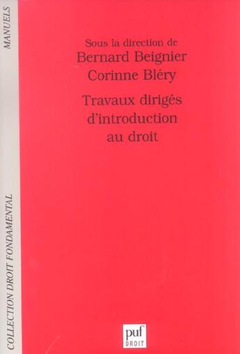 Couverture du livre « Travaux diriges d'introduction au droit » de Blery/Beignier aux éditions Puf