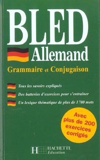 Couverture du livre « Bled ; allemand ; grammaire et conjugaison » de  aux éditions Hachette Education