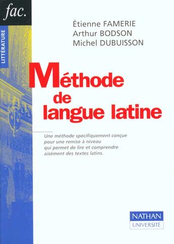 Couverture du livre « Methode Langue Latine » de Famerie aux éditions Nathan