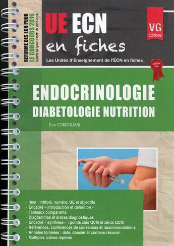 Couverture du livre « Ue ecn en fiches endocrinologie » de Cordoliani Eva aux éditions Vernazobres Grego