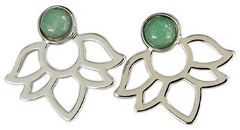 Couverture du livre « Boucles d'oreilles aventurine verte perle et lotus metal argente » de  aux éditions Dg-exodif