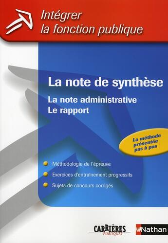 Couverture du livre « La note de synthèse (édition 2006) » de Pascal Tuccinardi aux éditions Nathan