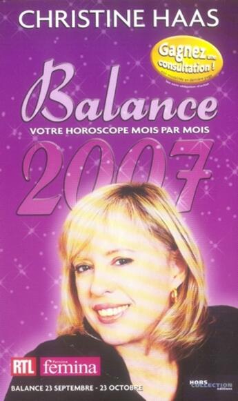 Couverture du livre « Balance 2007 » de Christine Haas aux éditions Hors Collection