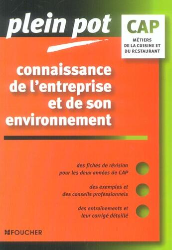 Couverture du livre « CONNAISSANCE DE L'ENTREPRISE ET DE SON ENVIRONNEMENT ; cuisine et restaurant » de M Leurion aux éditions Foucher