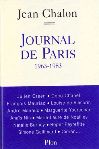 Couverture du livre « Le Journal De Paris » de Jean Chalon aux éditions Plon