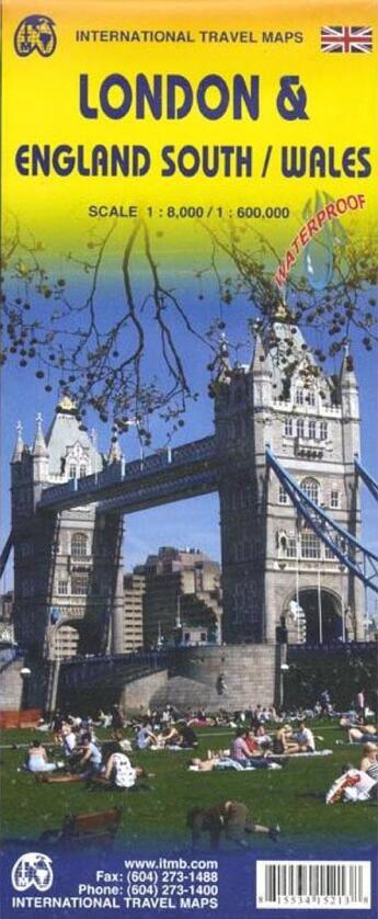 Couverture du livre « LONDON/SOUTH EAST ENGLAND 1:800 000 WATERPROOF MAP » de  aux éditions Itm