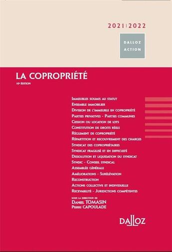 Couverture du livre « La copropriété (édition 2021/2022) » de Pierre Capoulade et Daniel Tomasin et Collectif aux éditions Dalloz