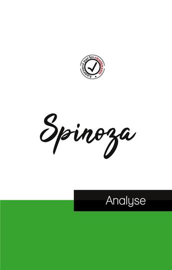 Couverture du livre « Spinoza : étude et analyse complète de sa pensée » de Baruch Spinoza aux éditions Comprendre La Philosophie