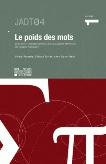 Couverture du livre « Le poids des mots vol 1 » de Purnelle Fairon/Dist aux éditions Pu De Louvain