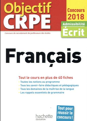 Couverture du livre « OBJECTIF CRPE » de Bourhis Veronique aux éditions Hachette Education