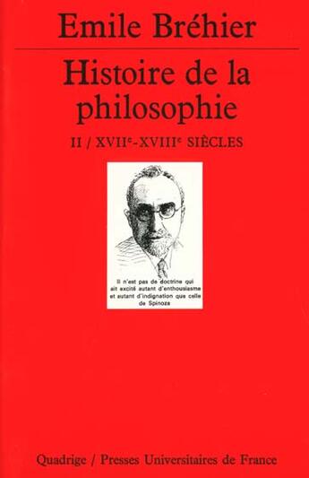 Couverture du livre « Histoire de la philosophie t.2 » de Emile Brehier aux éditions Puf