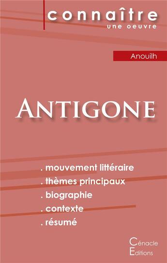 Couverture du livre « Antigone, de Jean Anouilh » de  aux éditions Editions Du Cenacle