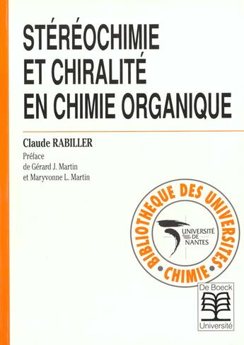 Couverture du livre « Stereochimie et chiralite en chimie organique » de Rabiller aux éditions De Boeck