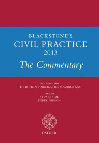 Couverture du livre « Blackstone's Civil Practice 2013: The Commentary » de Prof Stuart Sime aux éditions Oup Oxford