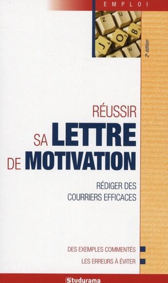 Couverture du livre « Réussir sa lettre de motivation » de  aux éditions Studyrama