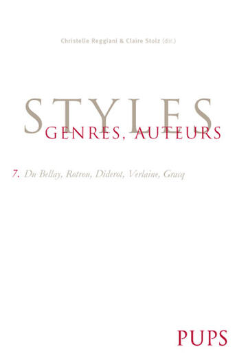 Couverture du livre « Style genre auteur n7. du bellay rotrou diderot verlaine gracq » de Reggiani/Stolz aux éditions Sorbonne Universite Presses