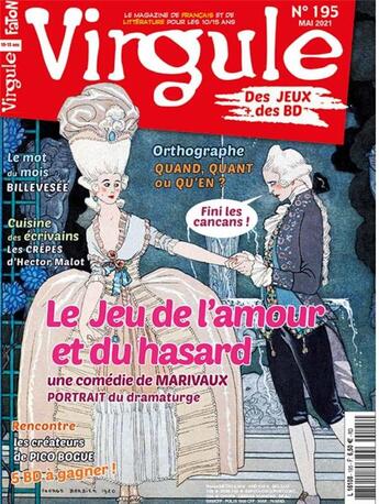 Couverture du livre « Virgule n 195 - marivaux - mai 2021 » de  aux éditions Virgule