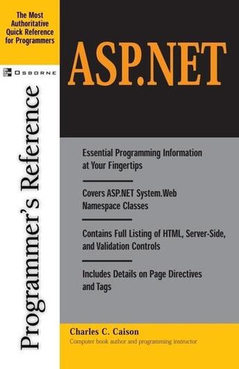 Couverture du livre « Asp.net programmer's reference » de Caison C C J. aux éditions Mcgraw-hill Education