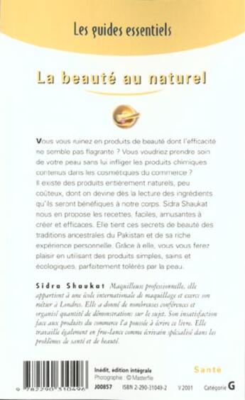 Couverture du livre « Beaute au naturel (la) » de Shaukat Sidra aux éditions J'ai Lu