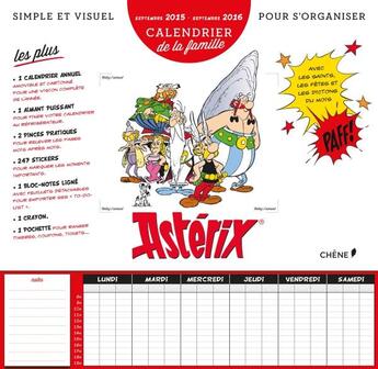 Couverture du livre « Astérix ; calendrier de la famille (septembre 2015 - septembre 2016) » de  aux éditions Chene