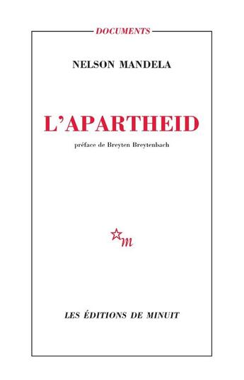 Couverture du livre « L'apartheid » de Nelson Mandela aux éditions Minuit