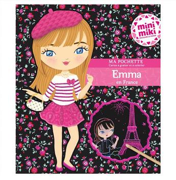 Couverture du livre « Minimiki - ma pochette cartes a gratter et a colorier - emma en france » de Nadja aux éditions Play Bac