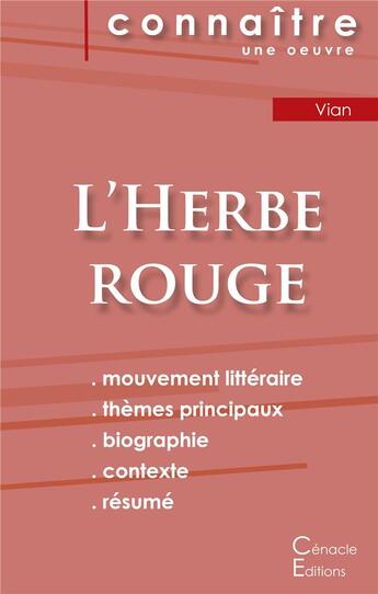 Couverture du livre « L'herbe rouge, de Boris Vian » de  aux éditions Editions Du Cenacle