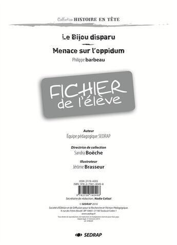 Couverture du livre « Bijou disparu - fichier » de  aux éditions Sedrap