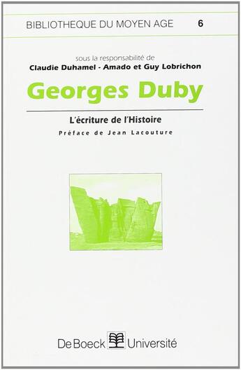 Couverture du livre « Georges Duby » de Guy Lobrichon aux éditions De Boeck Superieur