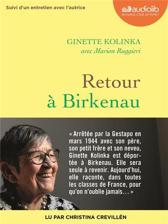 Couverture du livre « Retour a birkenau - livre audio 1 cd mp3 - suivi d'un entretien avec ginette kolinka » de Kolinka/Ruggieri aux éditions Audiolib