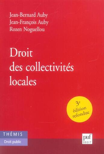 Couverture du livre « Droit des collectivites locales (3e ed) (3e édition) » de Auby/Auby J.B./J.F. aux éditions Puf